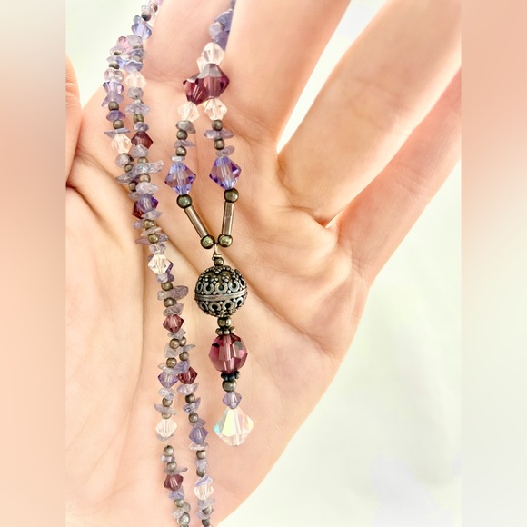 1/2" Solid Sterling Bead! Vintage Crystal Necklace - Picture 11 of 11